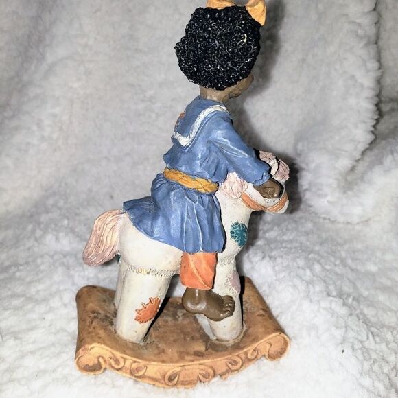 Vintage African American Girl on a Rocking Horse - Picture 3 of 8